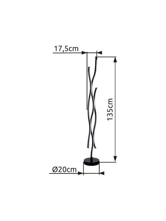 Globo Lighting LED Φωτιστικό Δαπέδου Υ135εκ. 1330lm Μαύρο