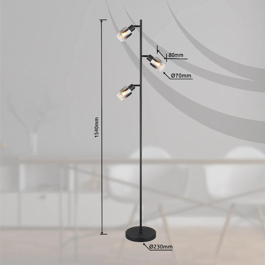 Globo Lighting Floor Lamp H154cm. Black