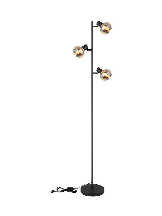 Globo Lighting Floor Lamp H154xW25cm. with Socket for Bulb E14 Black