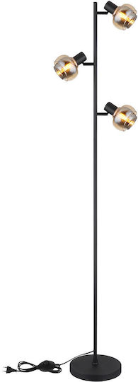 Globo Lighting Floor Lamp H154xW25cm. with Socket for Bulb E14 Black