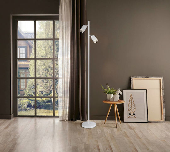 Globo Lighting Floor Lamp H158xW27.5cm. with Socket for Bulb GU10 White