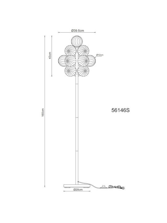 Globo Lighting Φωτιστικό Δαπέδου Υ160xΜ39.5εκ. με Ντουί για Λαμπτήρα G9 Μαύρο