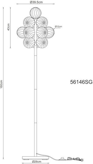 Globo Lighting Lampa de podea Î160xL39.5cm. cu Soclu pentru Bec G9 Negru