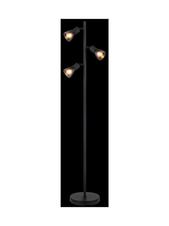 Globo Lighting Floor Lamp H161xW30cm. with Socket for Bulb E14 Black
