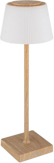 Globo Lighting Wood Table Lamp LED with Beige Shade and Base
