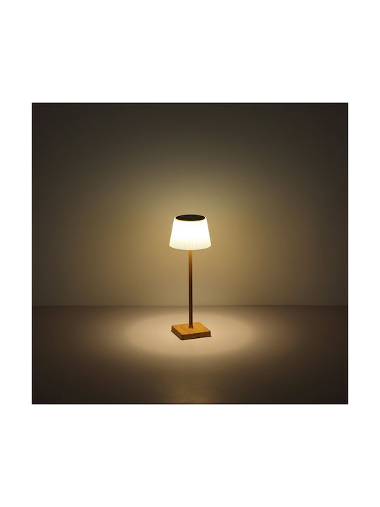 Globo Lighting Wood Table Lamp LED with Beige Shade and Base