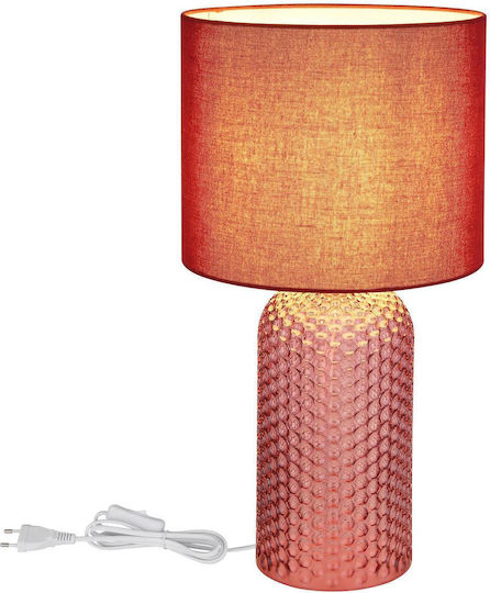 Globo Lighting Glass Table Lamp for Socket E27 with Red Shade and Base
