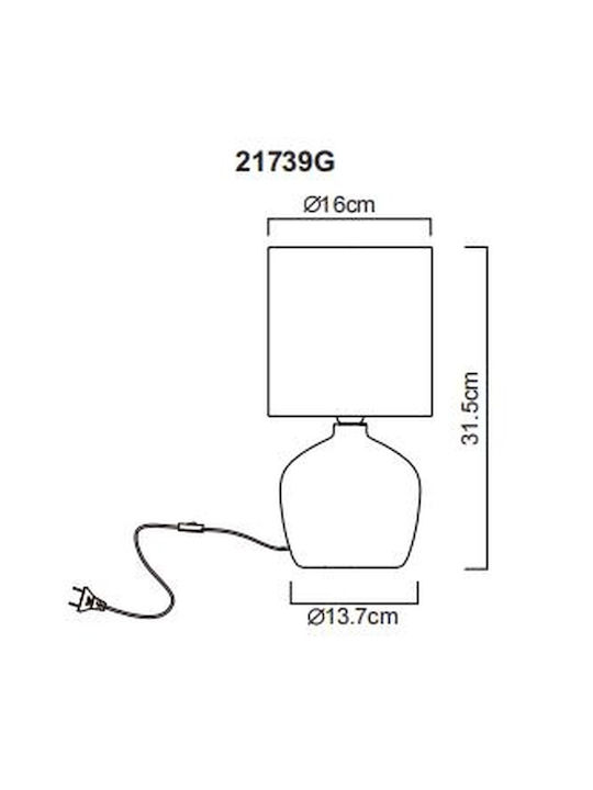 Globo Lighting Plastic Table Lamp for Socket E14 with Gray Shade and Base