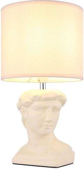 Globo Lighting Kunststoff Tischlampe für Fassung E14 mit Weiß Schirm und Basis