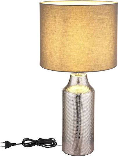 Globo Lighting Kunststoff Tischlampe für Fassung E27 mit Silber Schirm und Basis