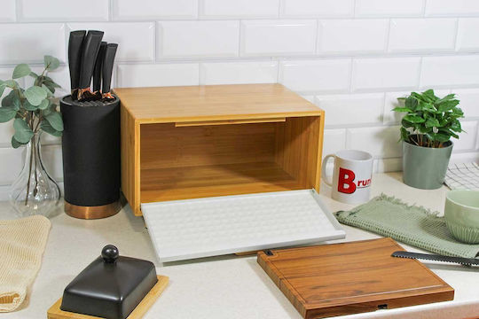 Brunbeste Bread Box with Lid made of Bamboo Beige 35.5x20x21.5cm