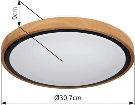 Globo Lighting Кръгла На открито LED Панел 12W с Студено бяло Светлина 6000К 30.9см.