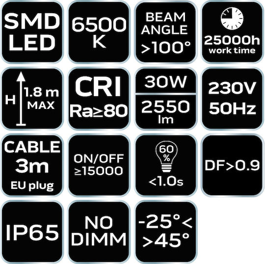 Neo Tools Proiector de lucru Electrică LED IP65 cu luminozitate până la 2700lm