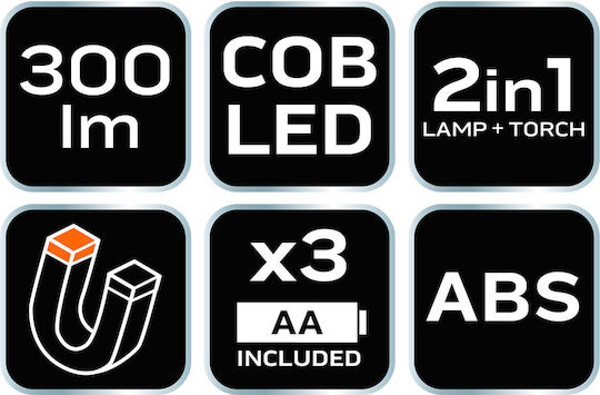 Neo Tools Φακός Συνεργείου Μπαταρίας LED Διπλής Λειτουργίας με Φωτεινότητα έως 200lm