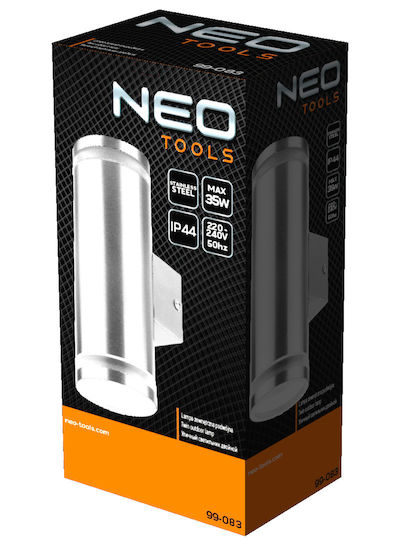 Neo Tools Стенно Външно Спот Осветление GU10 IP44 Двоен лъч 10.5x7.6x21εκ.