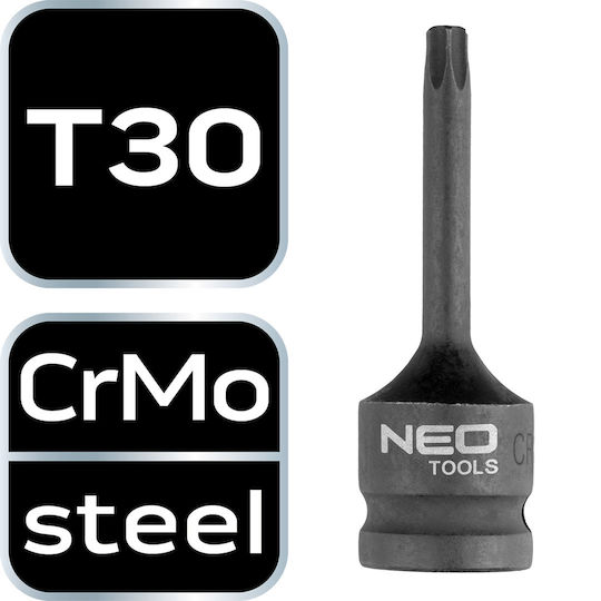 Neo Tools Bit-Stecknuss Pneumatisch mit Torx-Bit und Antriebsvierkant 1/2'' Größe T30 1Stück