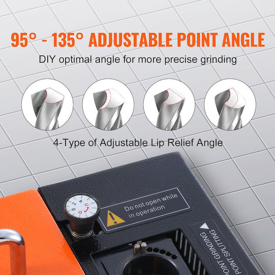 Drill Bit Sharpener Diameter 3-20 Mm Adjustable Point Angle 95° 135° Power 120 W