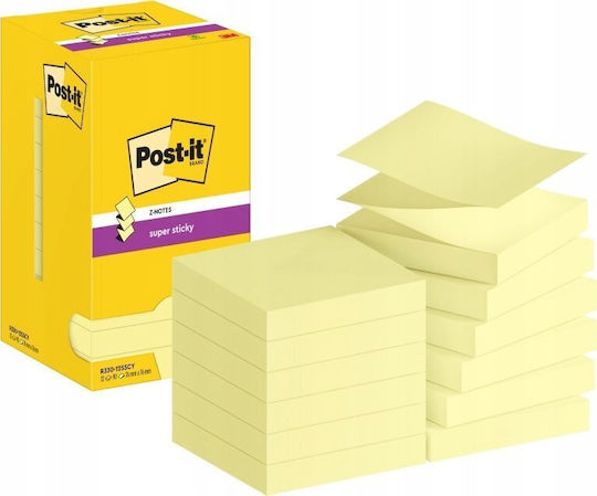 Super Sticky Notes 76x76mm 12x90k Yellow