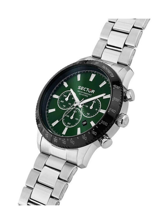 Sector Herrenuhr Chronograph Batterie mit Silber Metallarmband
