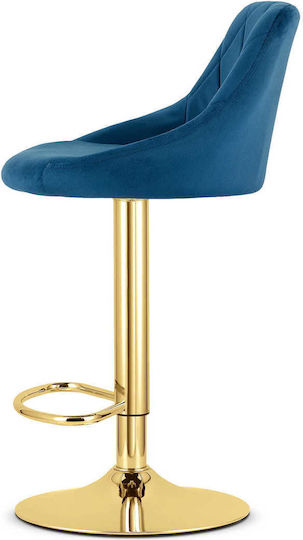 Hocker Bar mit Rückenlehne Gepolstert mit Samt Kast Navy Velvet 35x34x47cm