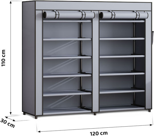 Fabric Shoe Organizer Gray 120x30x110cm