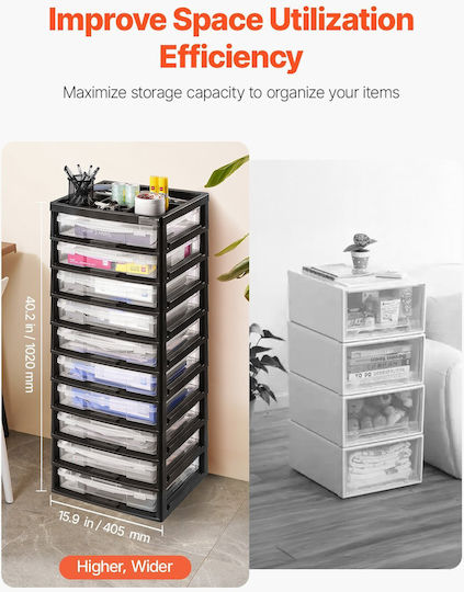 Vevor Plastic Desktop Drawer 10 Positions Black