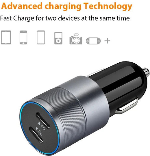 Leewello Auto-Ladegerät 40W 0.8A Schnellladung mit Anschlüssen: 2xType-C