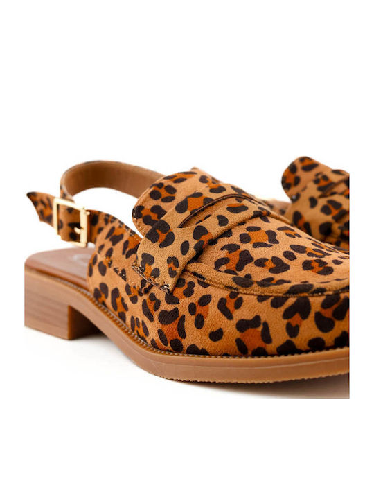 Leoparden Slingback-Loafer mit eleganten Details