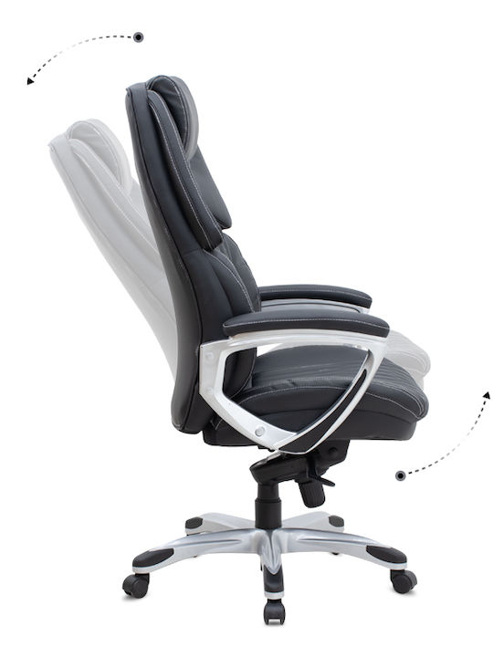 Duke Executive Reclining Office Chair with Fixed Arms Black Velvet-Black Metal Megapap