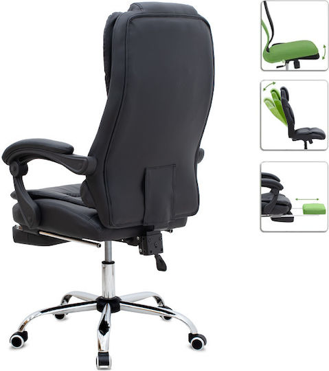 Megapap Daria Executive Reclining Office Chair with Fixed Arms Black Velvet-Black Metal GP040-0017,1