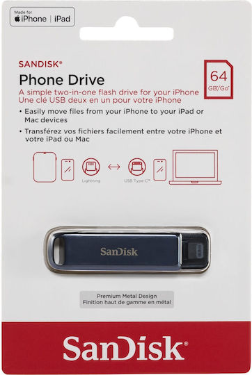 Sandisk Ixpand 64GB USB 3.2 Stick Μπλε