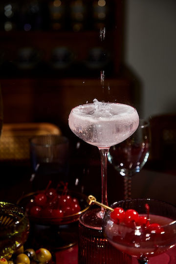 Here's How Set Pahare Șampanie / Cocktail Cu Picior Din Sticlă Roz 177ml 2 Bucăți