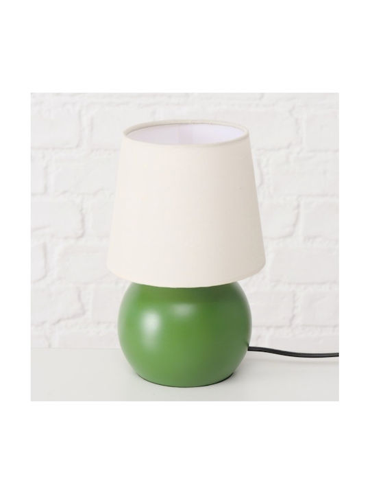 Boltze Metal Table Lamp with White Shade and Green Base