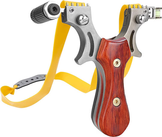 Set Praștie Corzi Sling Queen Metalic 11.5 Cm Pungă Mâner din Lemn Maro 300 Bile 7 Mm
