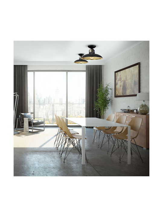 Eko Light Πλαφονιέρα Οροφής Μαύρη με Ντουί E27 από Τσιμέντο