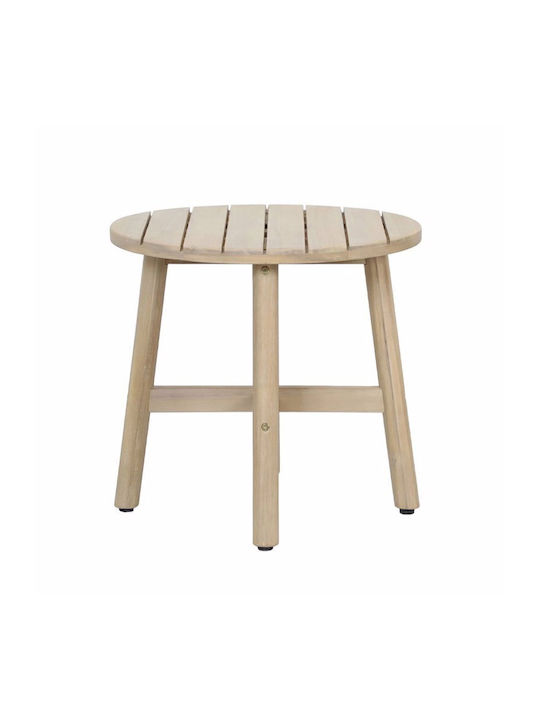 Round Side Table Lanai Made of Solid Wood Natural M50xL50xH48cm