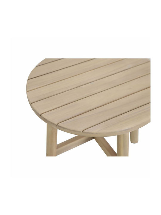 Round Side Table Lanai Made of Solid Wood Natural M50xL50xH48cm
