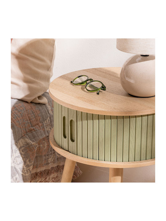 Round Side Table A-s Nysos Wooden Green L40xW40xH54cm.