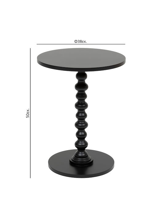 Round Side Table A-s Alix from Solid Wood Black W38xL38xH50cm