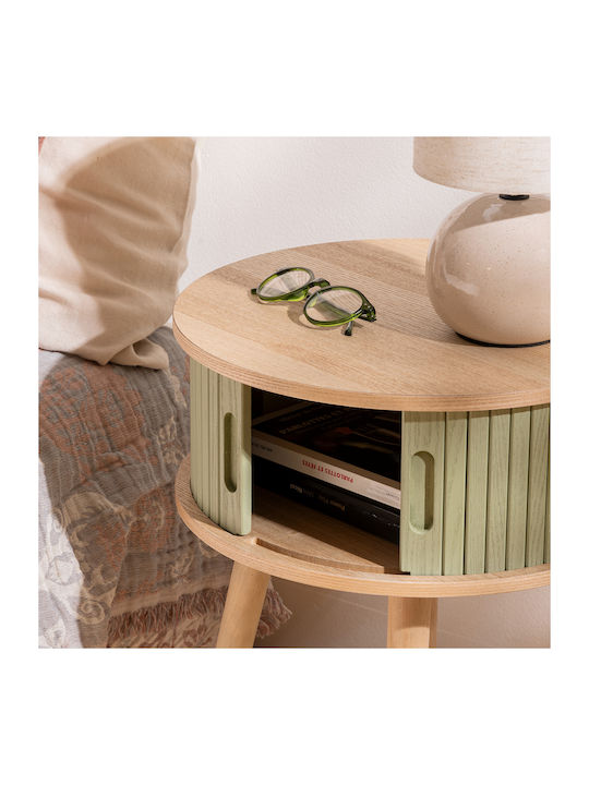 Round Side Table A-s Nysos Wooden Green L40xW40xH54cm.
