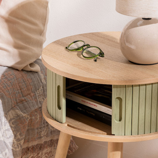 Rund Beistelltisch A-s Nysos Holz Green B40xT40xH54cm