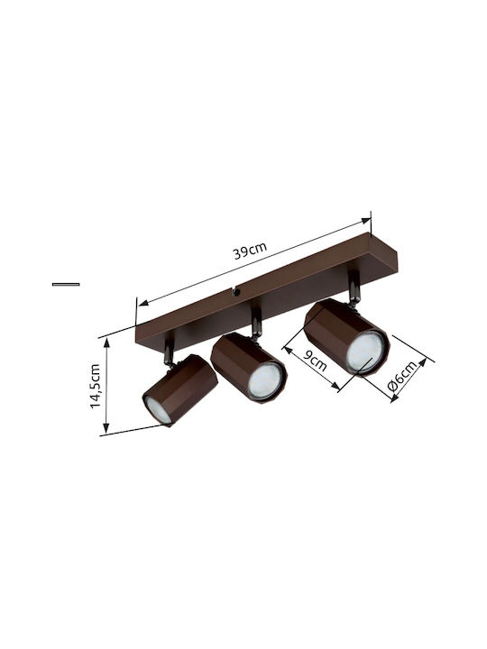 Globo Lighting Triple Spot in Brown Color