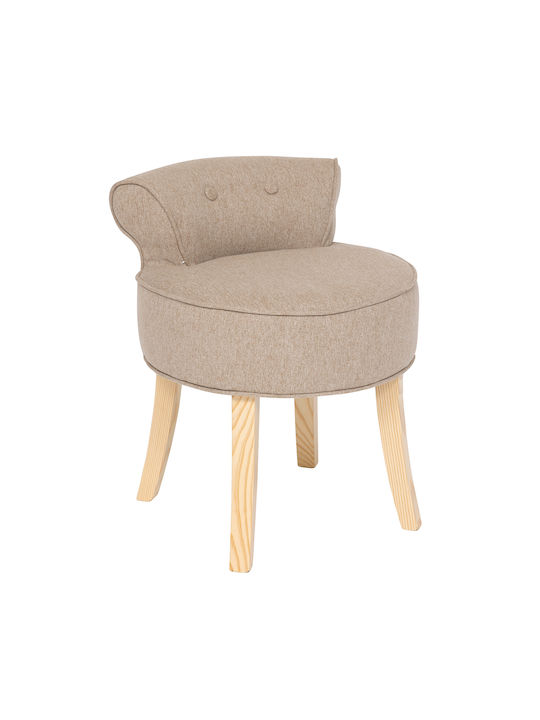 Σκαμπό Σαλονιού με Πλάτη Ξύλινο A-s Firmin Beige 46x49x58εκ.