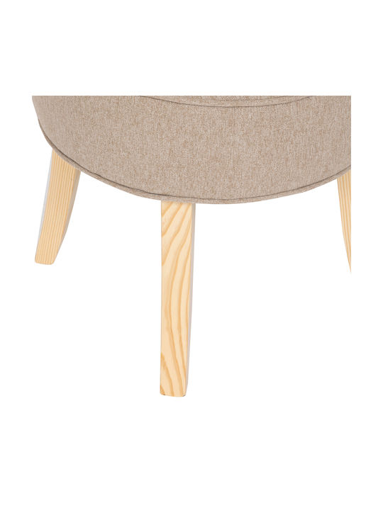 Σκαμπό Σαλονιού με Πλάτη Ξύλινο A-s Firmin Beige 46x49x58εκ.