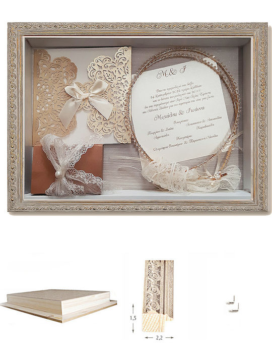 Wall-Mounted Rectangle Wedding Crown Case White 35x25cm