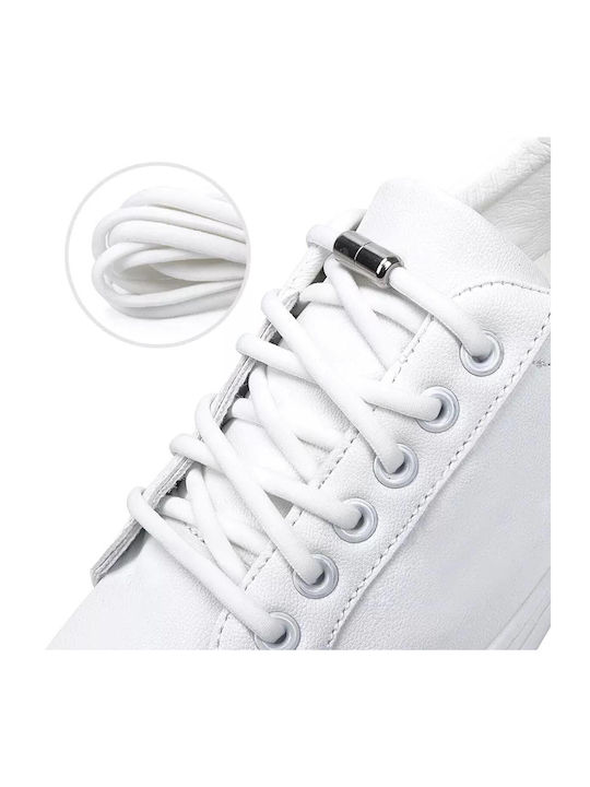 Smart Elastic Shoelaces Metal Clip White Color
