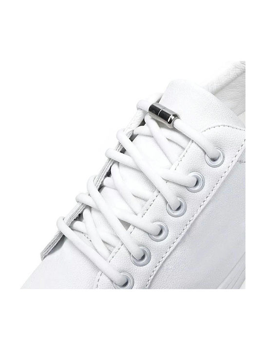 Smart Elastic Shoelaces Metal Clip White Color
