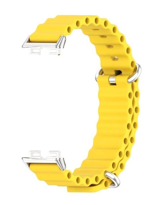 Curea Ceas Huawei Band 8 9 Mijobs Marine Silicon Respirabil Galben+Argintiu