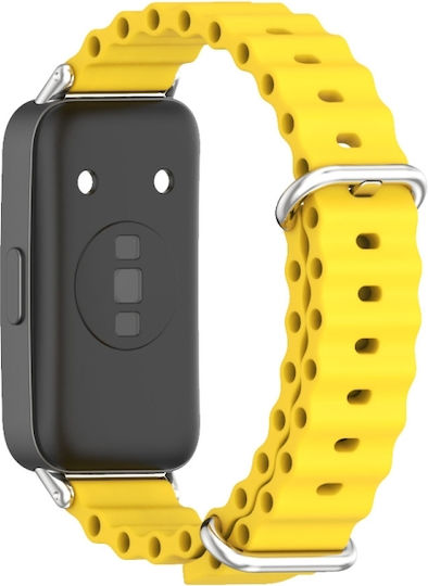 Huawei Band 8 9 Mijobs Marine Silicone Breathable Watch Band Κίτρινο+ασημί
