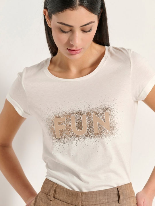 Women's Crop Top Cotton Short Sleeve Ecru